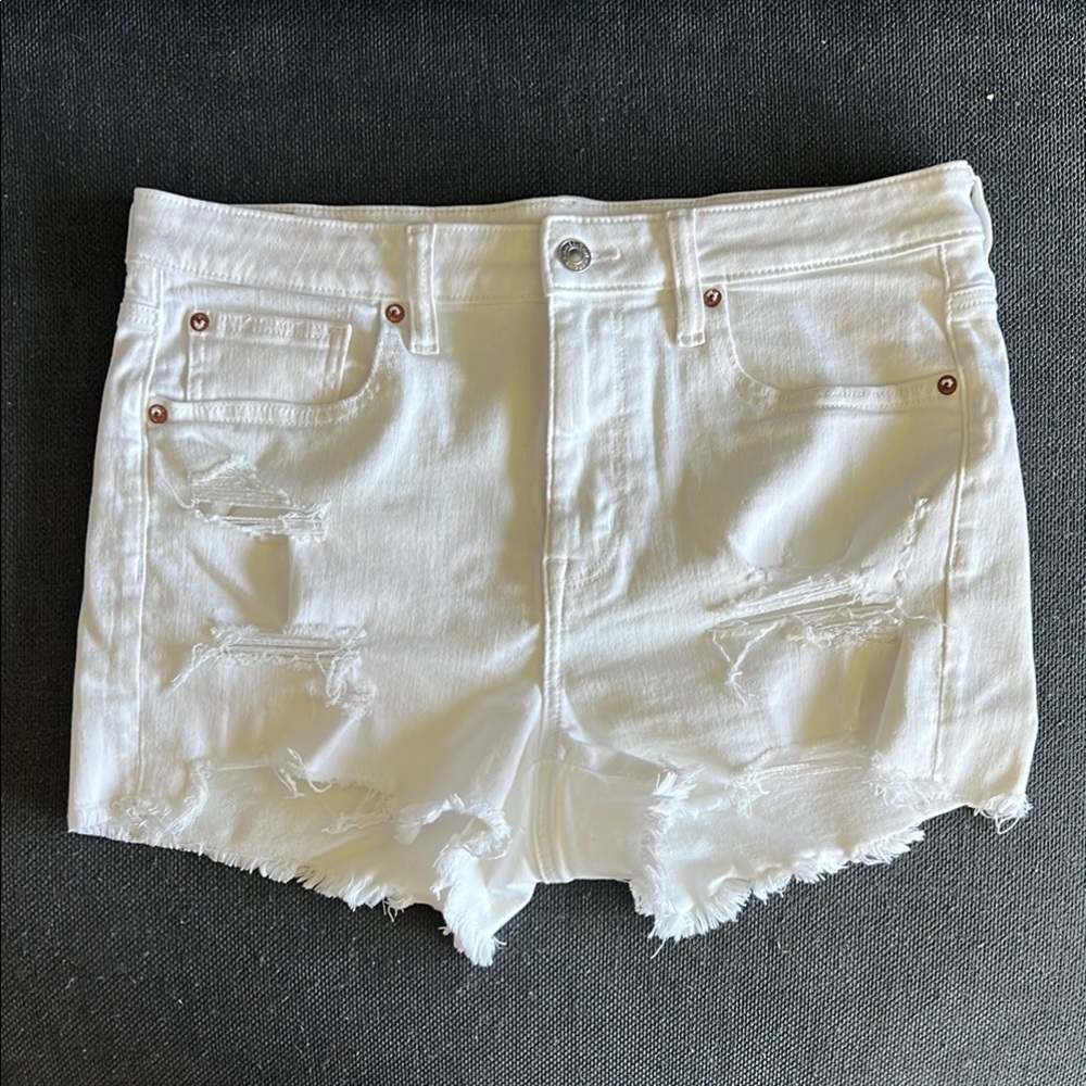 White Distressed Denim Shorts